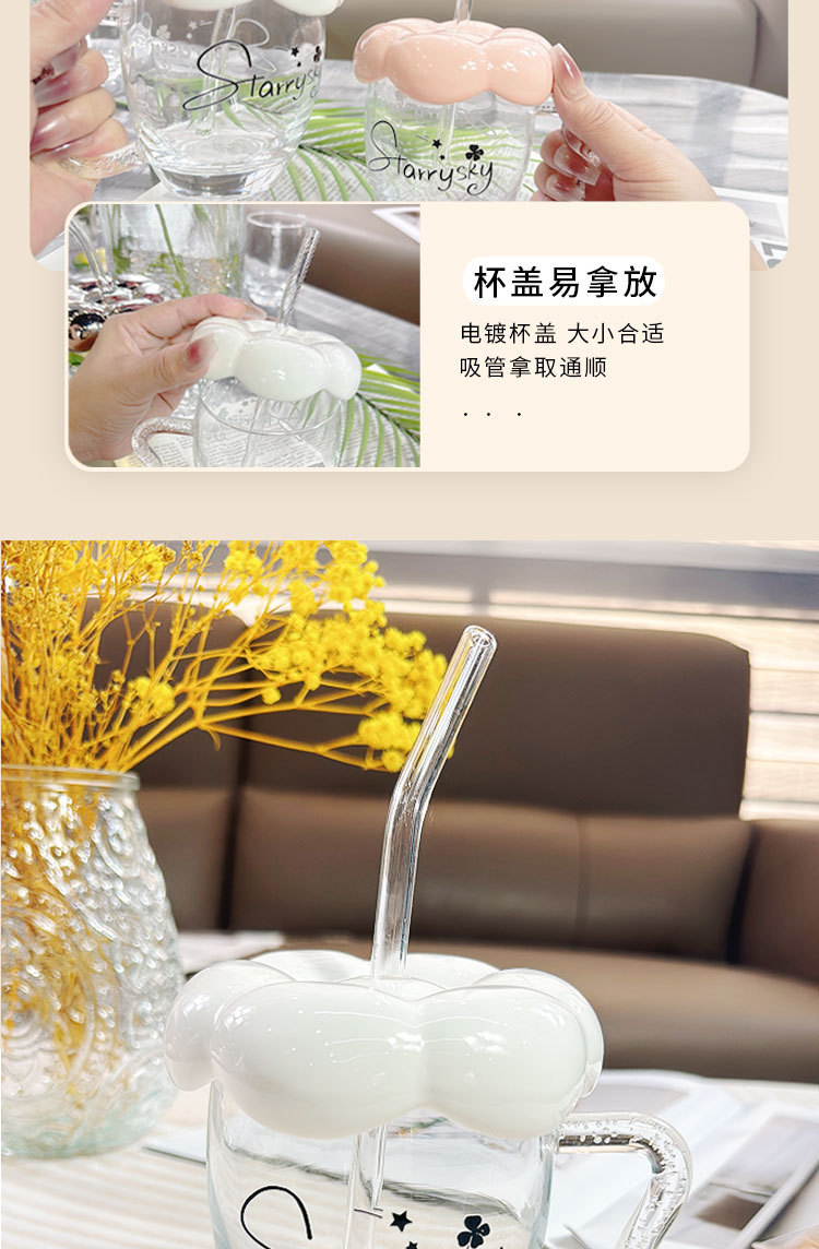 玻璃杯水杯女生情侣喝水杯子高颜值新款办公室吸管杯咖啡杯早餐杯详情7