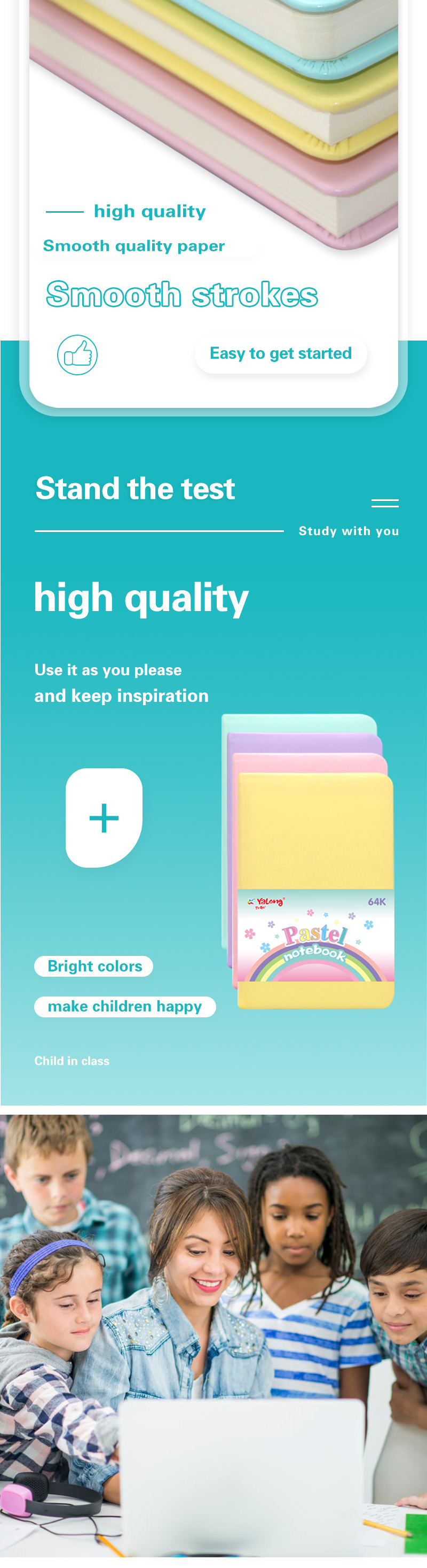 Yalong Factory direct sales of leather case notebook macaron style 4-color mixed color line/square notebook pic 9
