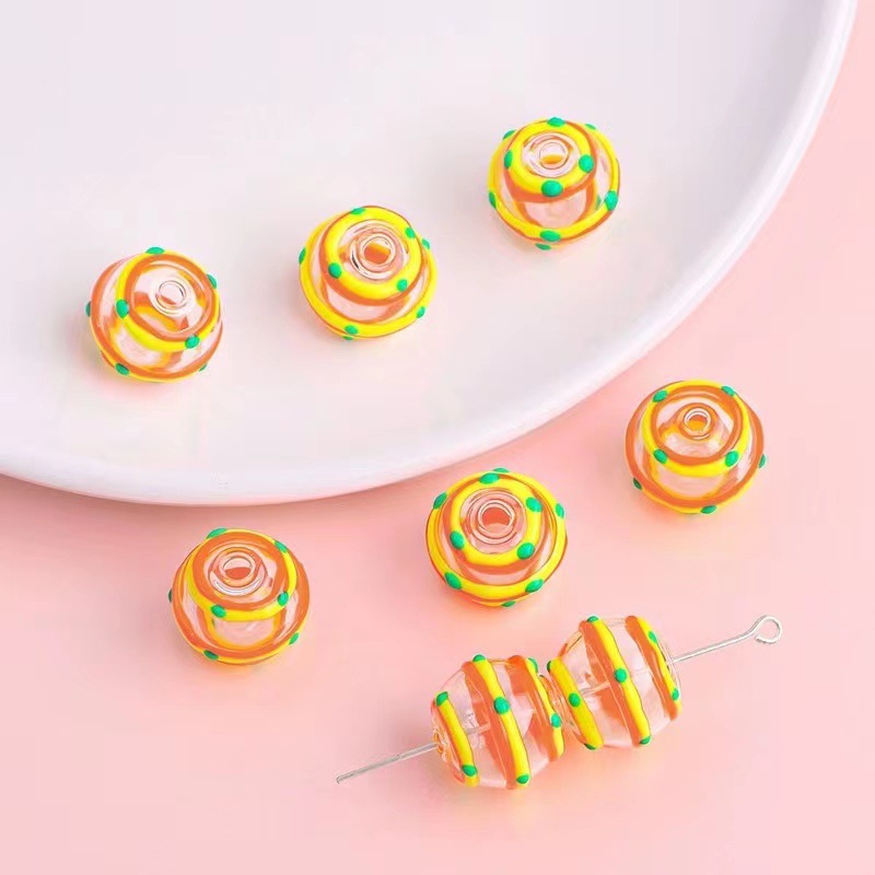 琉璃珠空心滴油波点爱心 波浪纹玻璃空心球串珠DIY手工耳饰品配件详情14