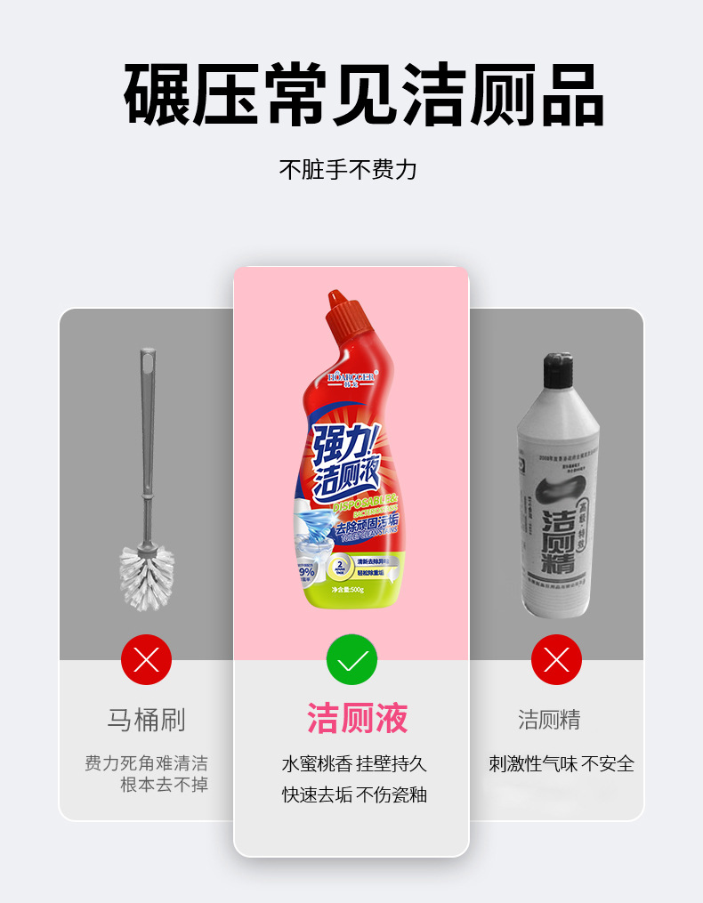 Linghua Xiangbao Toilet Cleaner is a powerful toilet stain remover with a long-lasting fragrance. Factory direct sales and wholesale pic 2