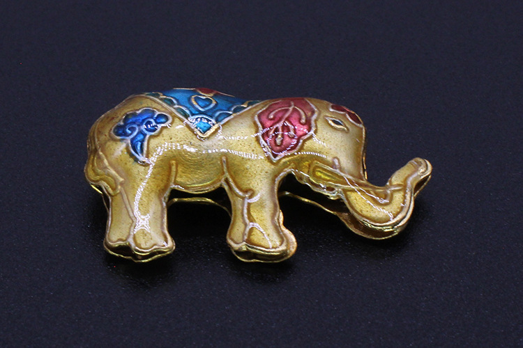 Traditional high-temperature enamel mechanism silver-blue ancient-style jewelry accessory, back cloud partition beads, cloisonne 31*19 elephant beads pic 10