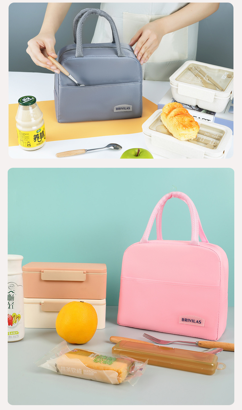 厂家批发纯色保温午餐包学生上班族便携手提款牛津布保温午餐包详情15