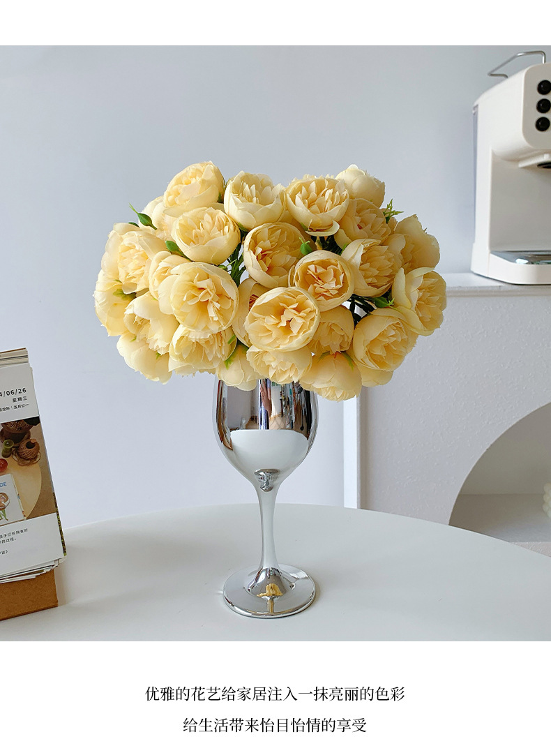 A 27-head small peony bouquet with a bottle of artificial and fake flowers, a living room decoration item that has become a bestseller on Douyin pic 8