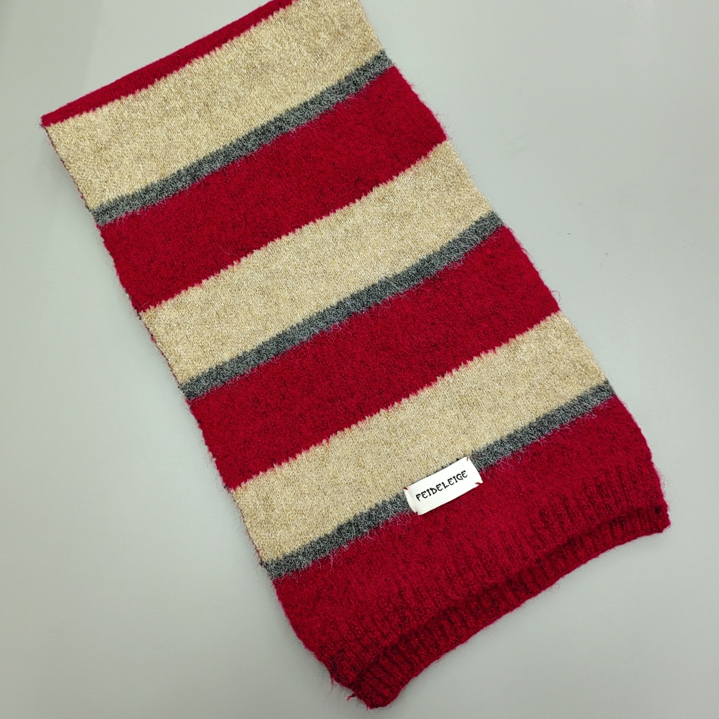 Rainbow-striped faux cashmere scarf for women in winter, a short Korean-style color-blocked striped scarf for students to keep warm, in an ins style pic 9
