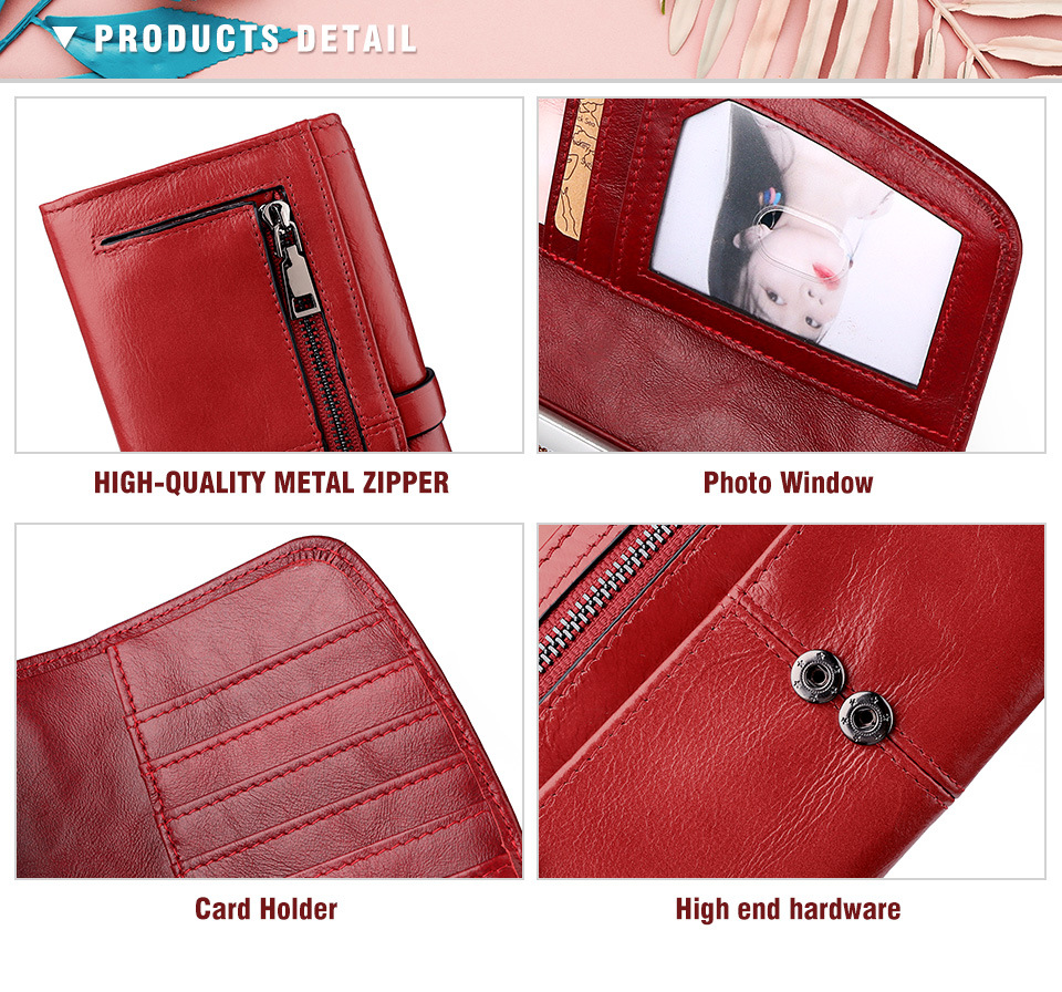 外贸新款欧美女士真皮钱包RFID长款拉链钱夹大容量头层牛皮女手包详情20