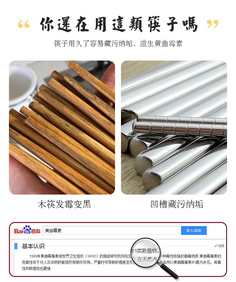 316L不锈钢长筷子防滑家用防霉餐具 304彩色激光勺子叉子可加logo详情4