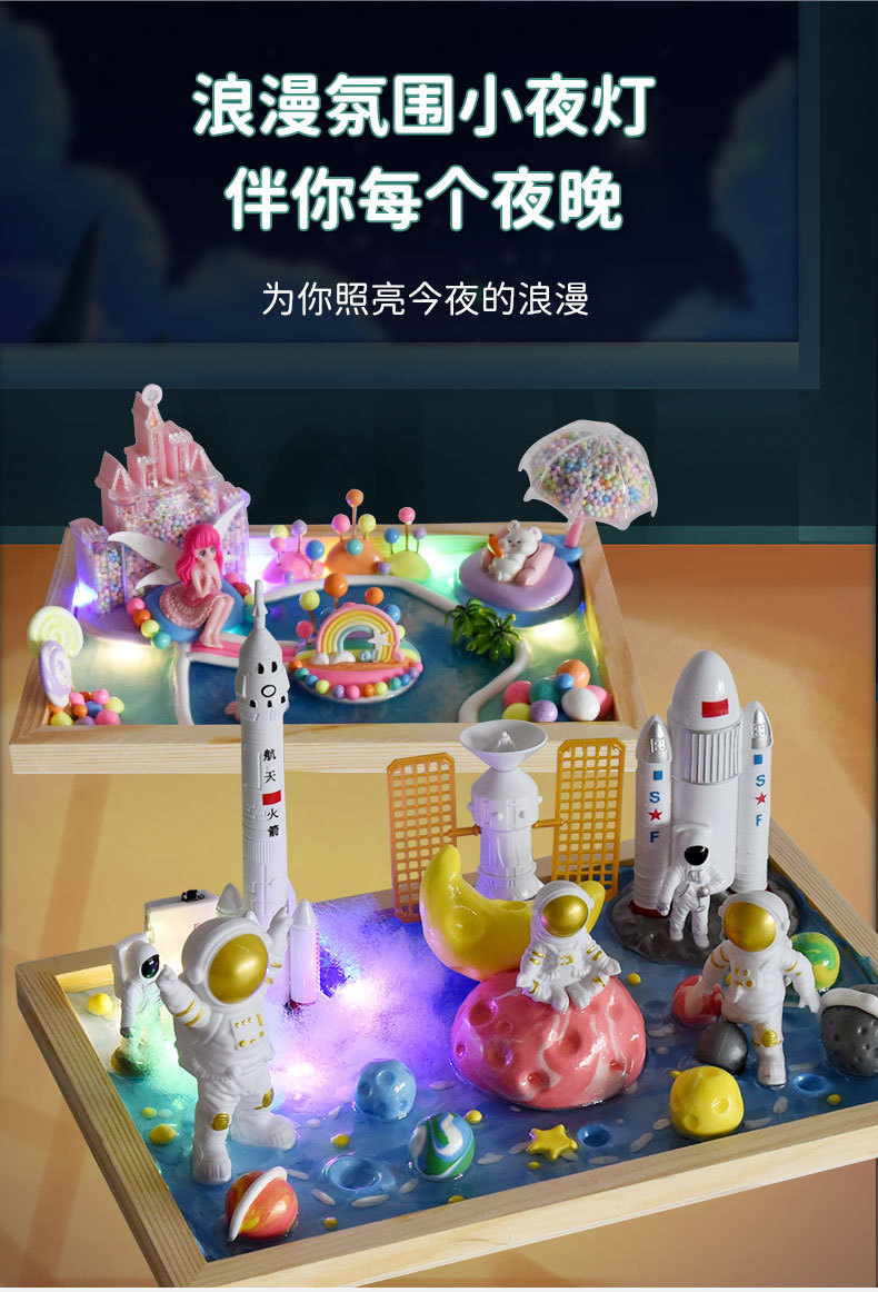 儿童DIY滴胶微景观大世界材料套装创意粘土木框微小景观主题DIY详情7