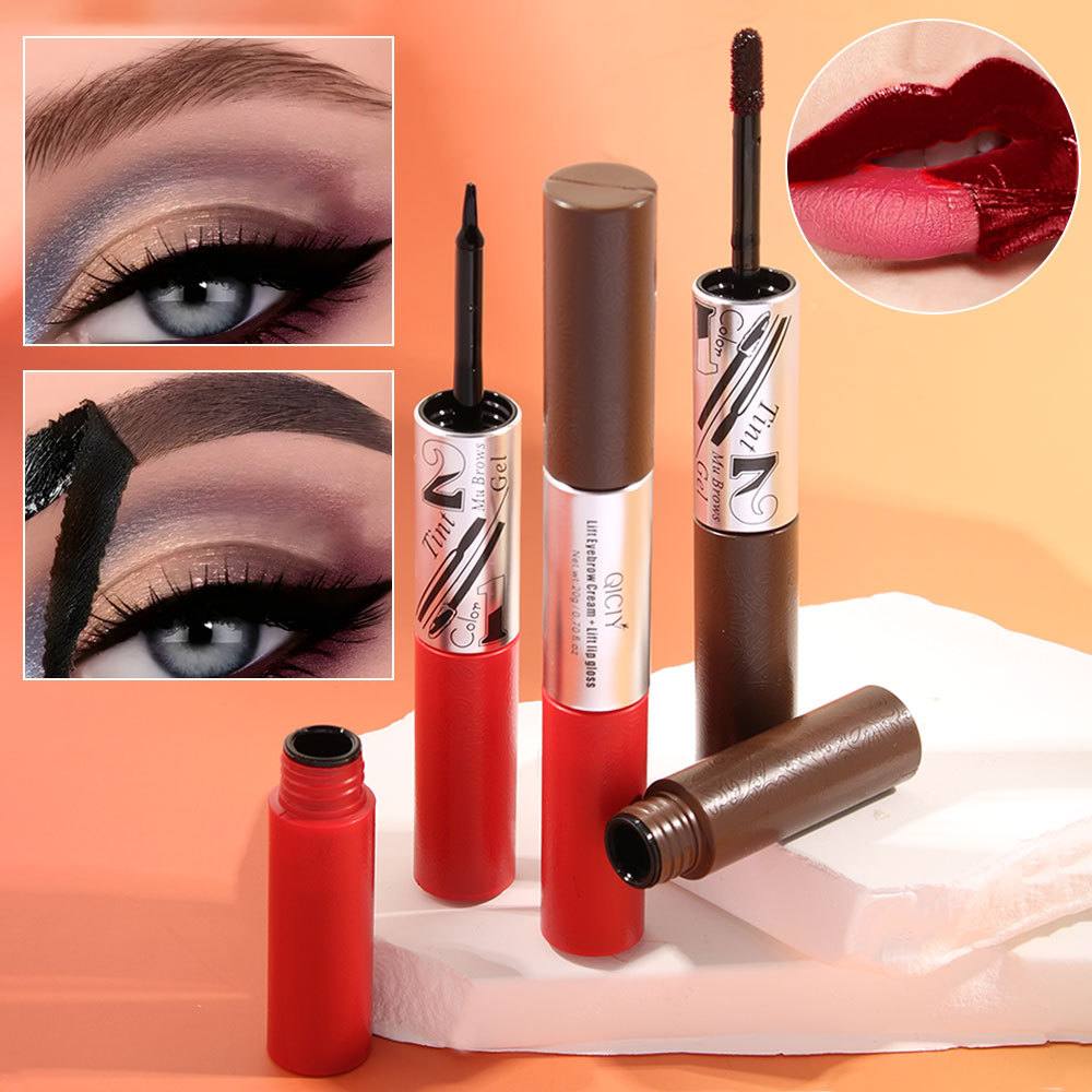 【 Cross-border Exclusive 】QICIY+ Double-Head Peel-off Eyebrow Cream + Peel-off Lip Gloss Waterproof and Non-Removable Makeup wholesale pic 11