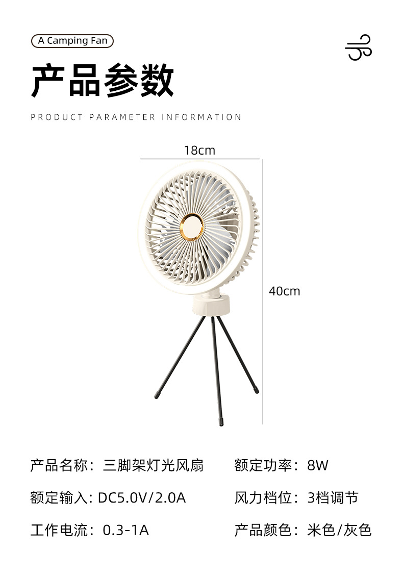 户外露营风扇便携式随身USB充电小风扇超长续航野营钓鱼帐篷带灯详情18