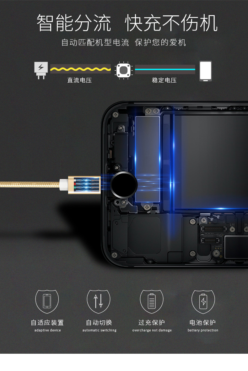 多头数据线一拖五快充多功能5个安卓适用苹果华为充电器线一拖三详情6