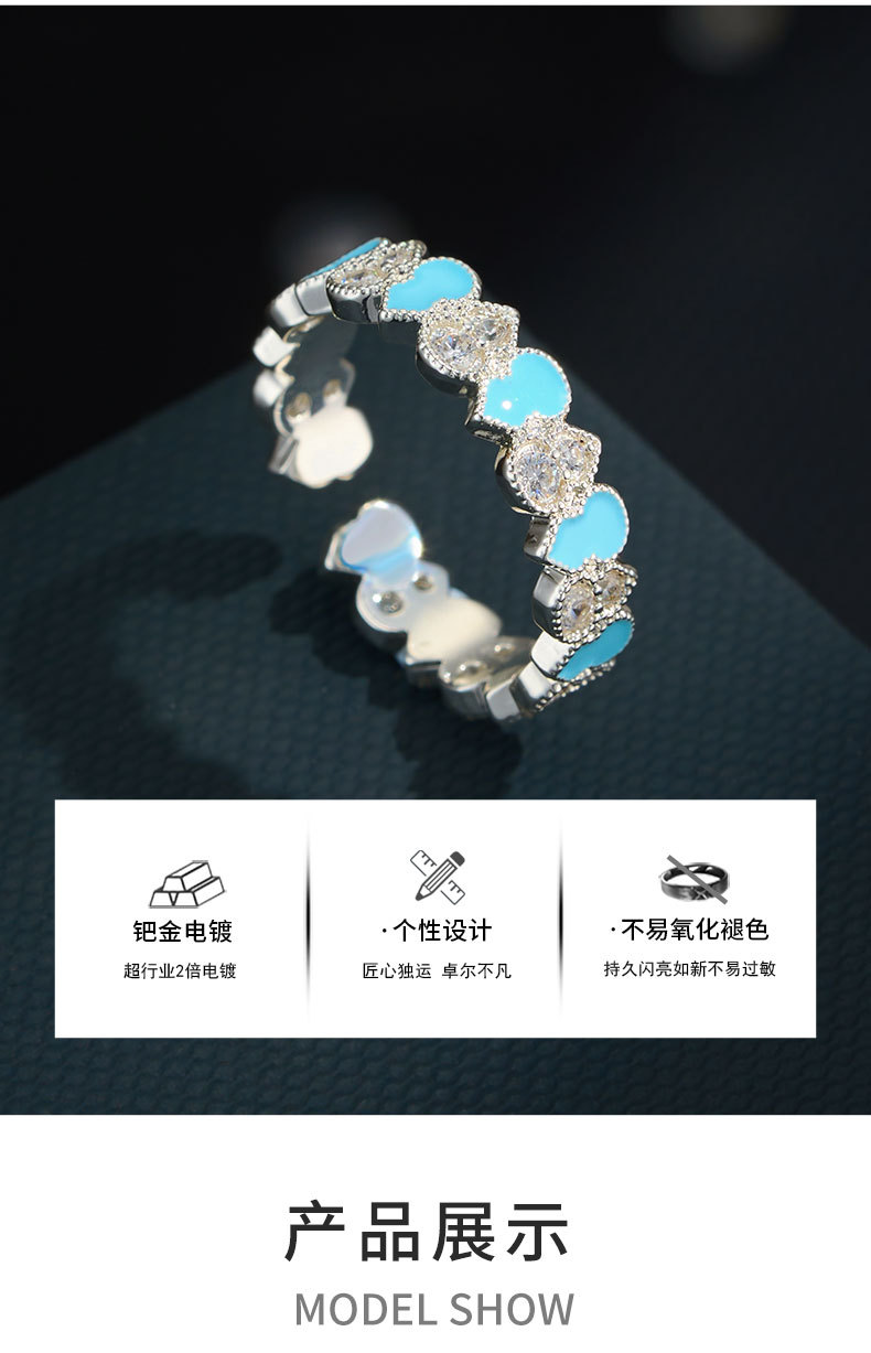 源头工厂新中式珐琅滴油葫芦开口戒指铜合金真金电镀镶锆精致指环详情4