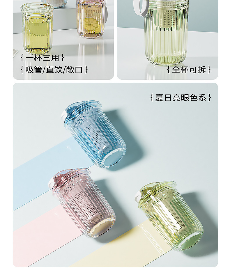 Portable double-drinking cup, plastic, high appearance level, portable water cup, office cup, direct drinking cup, coffee gift cup pic 6
