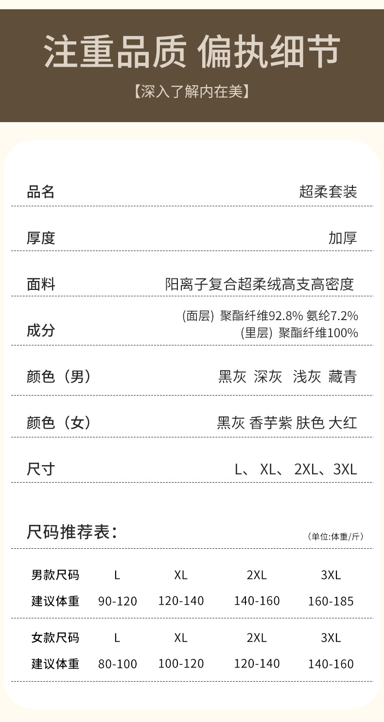 北极绒冬保暖内衣男女士加绒加厚暖绒发热中老年秋衣秋裤情侣套装详情14
