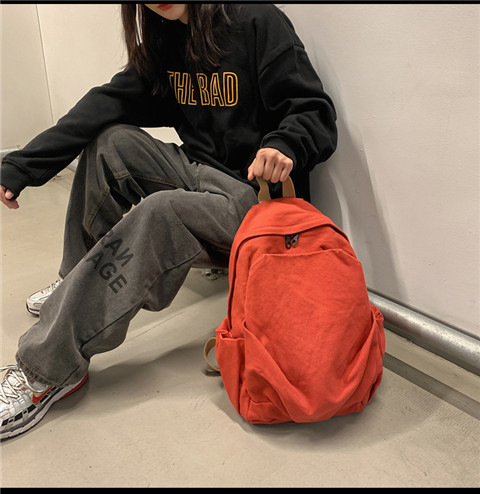 书包女ins风复古森系帆布双肩包日系原宿高中大学生简约百搭背包详情19