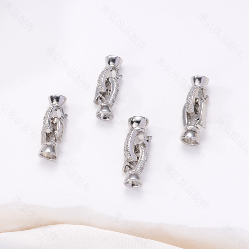 珍珠项链扣头镶锆喇叭扣万能扣收尾扣手链扣毛衣链diy珠宝配件详情13