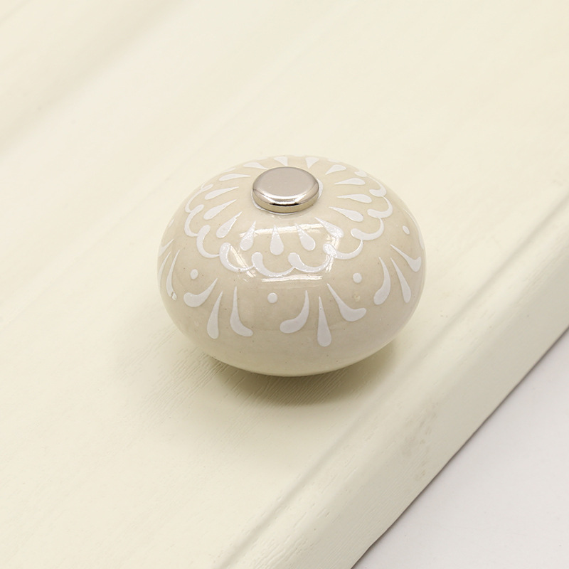 Cross-border garden cabinet door pull, handcrafted ceramic handle, copper buckle ball, round cabinet, wardrobe drawer, single-hole furniture handle pic 20
