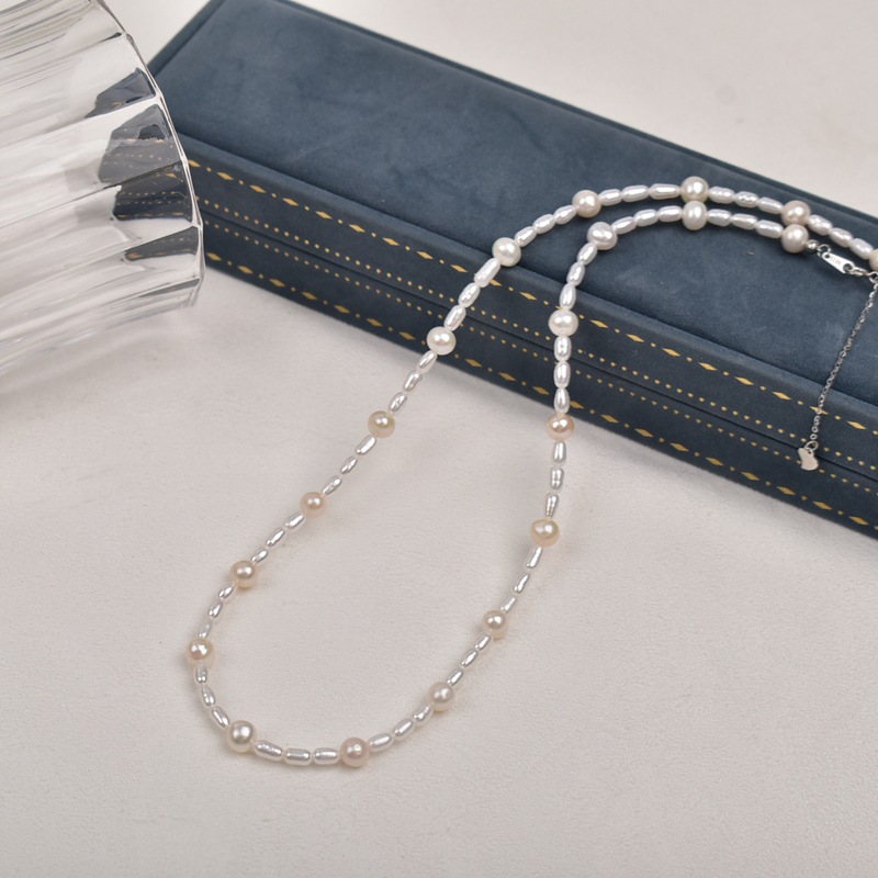 法式满天星细珍珠项链女天然淡水小米珠颈链轻奢925银小众锁骨链详情11