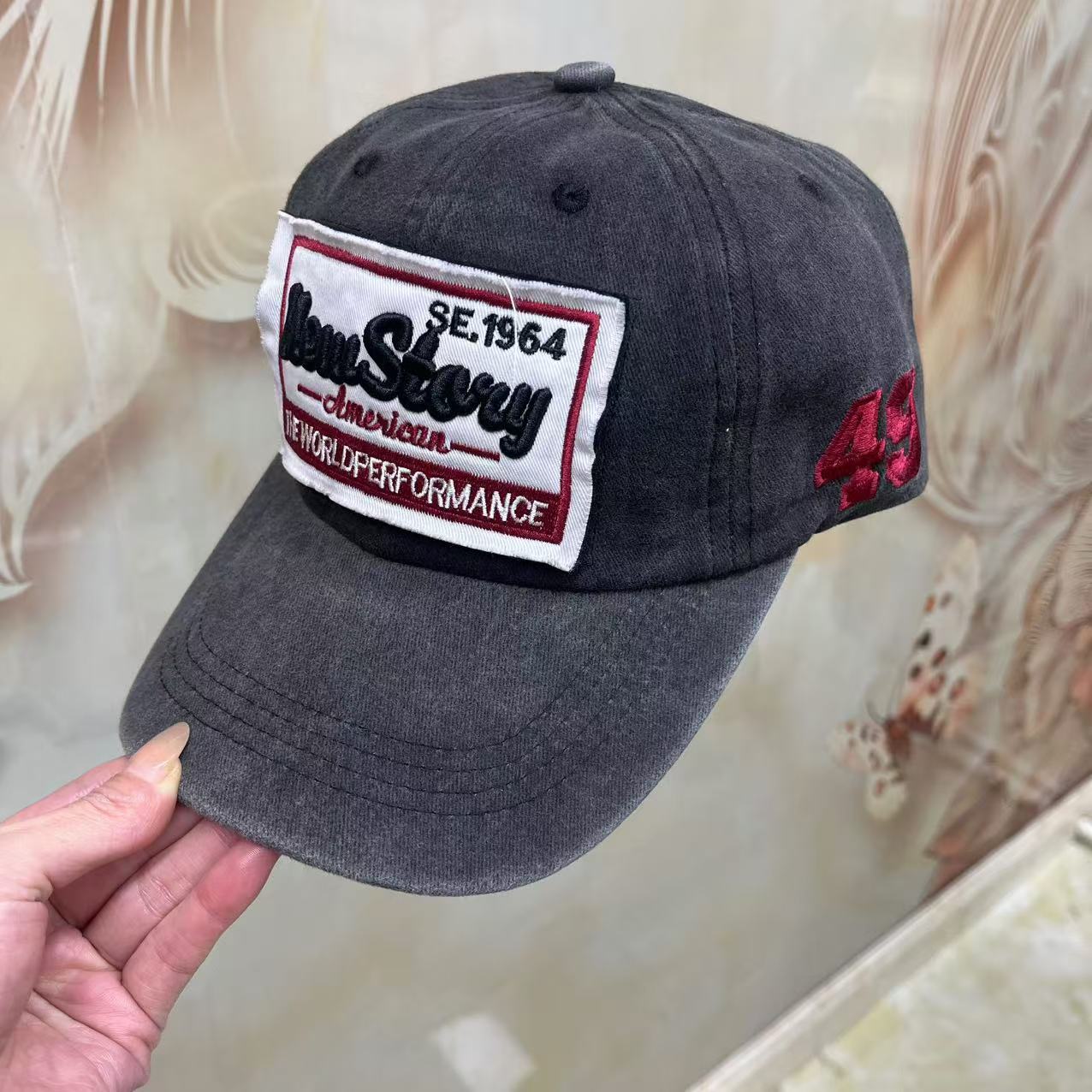 嘻哈棒球帽批发新款休闲百搭牛仔布做旧鸭舌帽字母刺绣现货棒球帽详情19