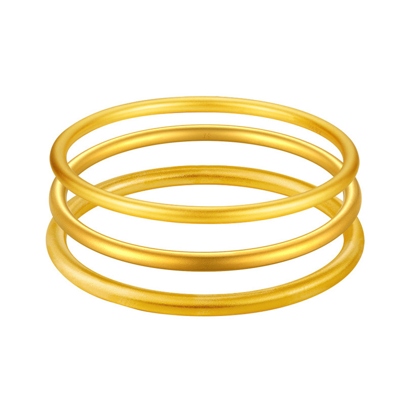 古法传承手镯镀18K金雾面磨砂金色素圈手镯女小众轻奢高级感复古详情4