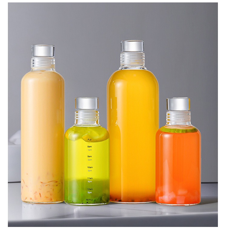 时间刻度玻璃杯家用耐高温水瓶高颜值杯子透明日式便携果汁柠檬杯详情13