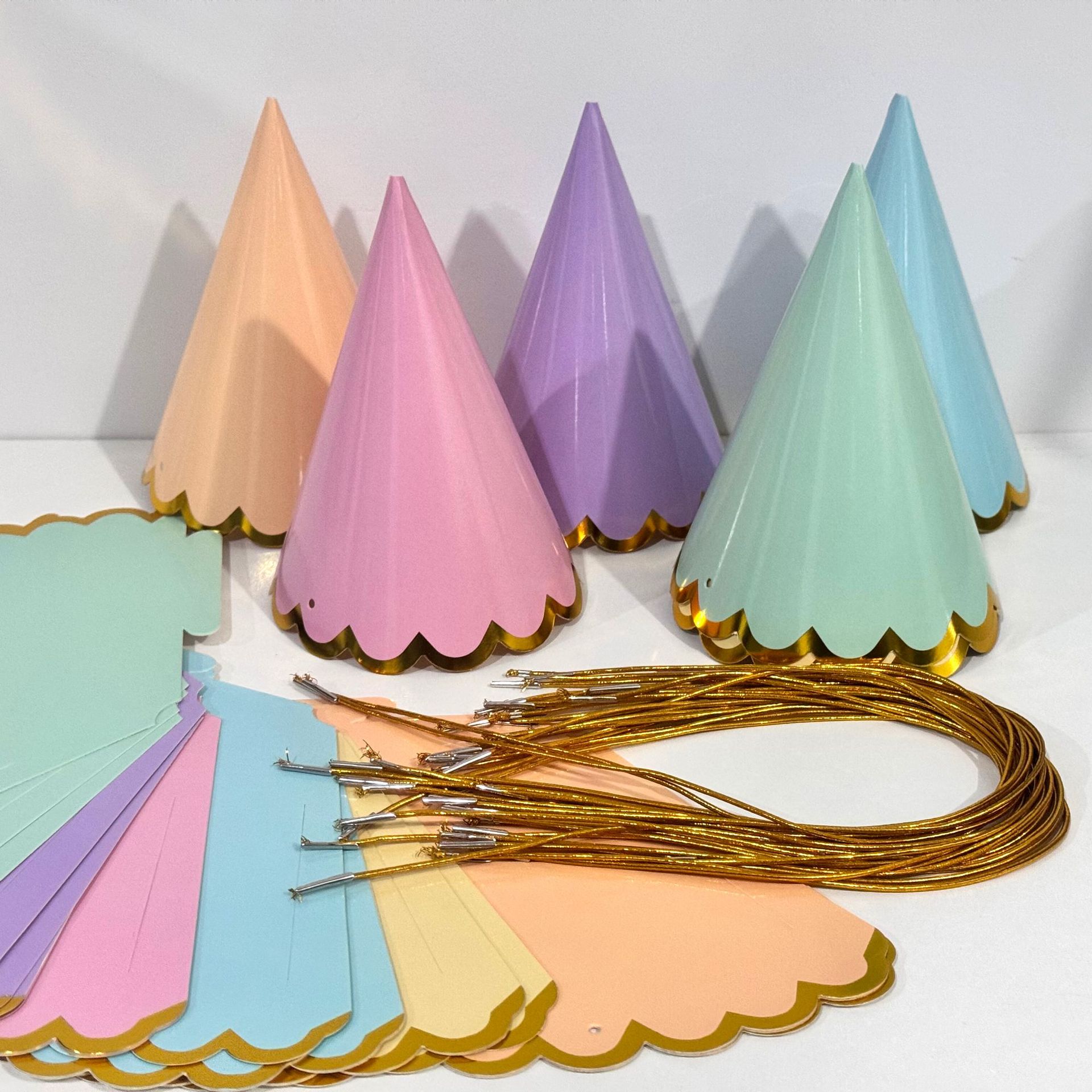 生日派对马卡龙烫金花边纸帽聚会装饰用品尖角帽儿童装饰生日帽子详情21