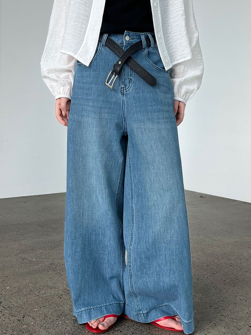 Luxi American 9-inch slightly flared jeans for women, 2025 Summer New style casual loose wide-leg pants with a drape, 68326 pic 28