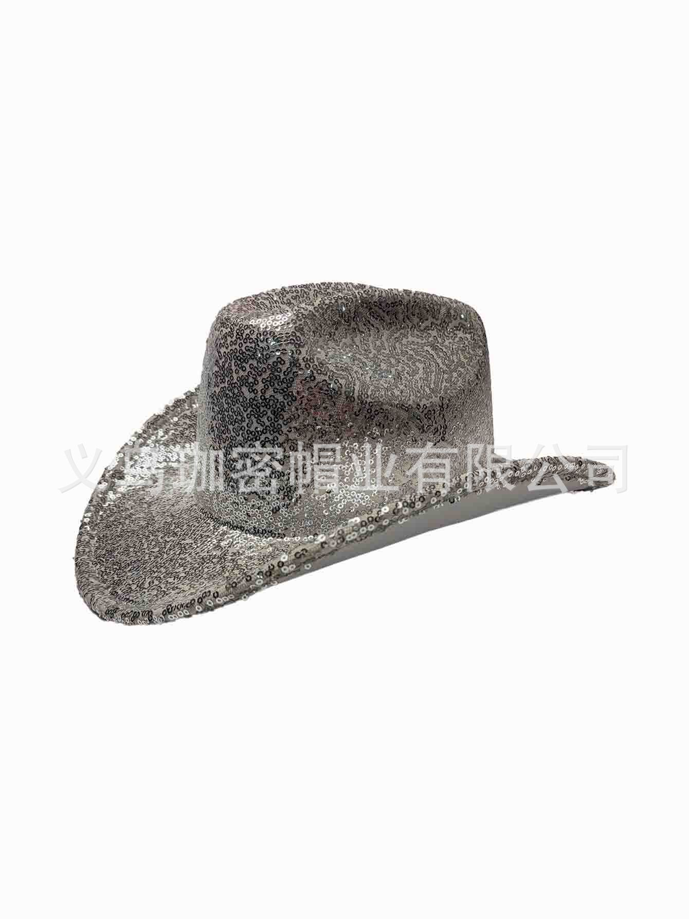 Transfronterizo nuevo estilo fiesta fiesta baile show sombrero de vaquero sombrero de festival de comercio exterior lana lentejuelas cool jazz sombrero pic 6