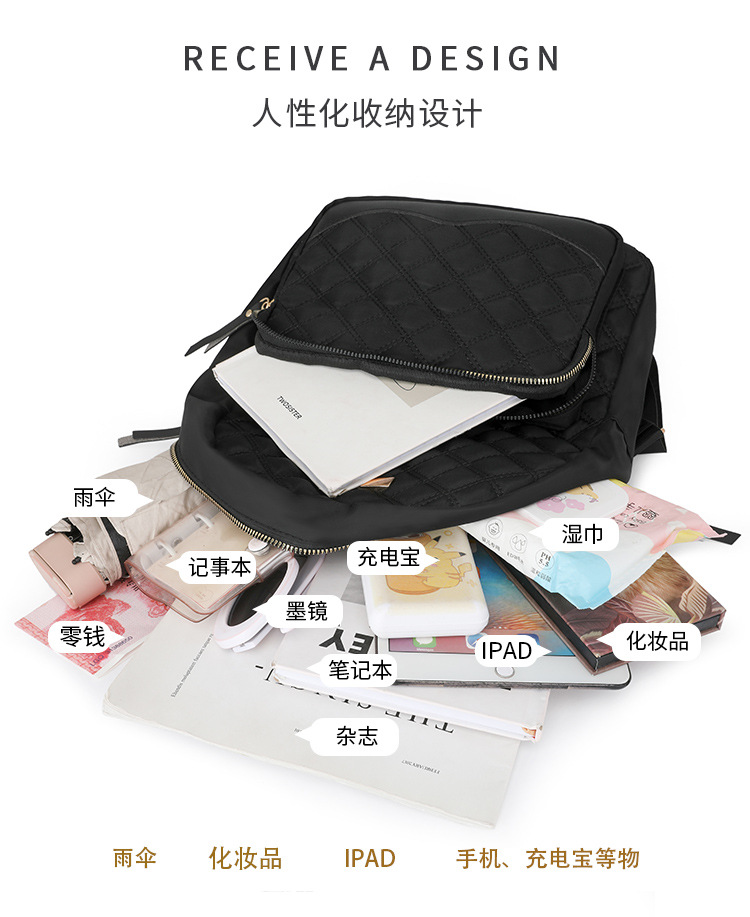 2024跨境新款时尚牛津布双肩背包高级感休闲百搭旅行女士背包书包详情12