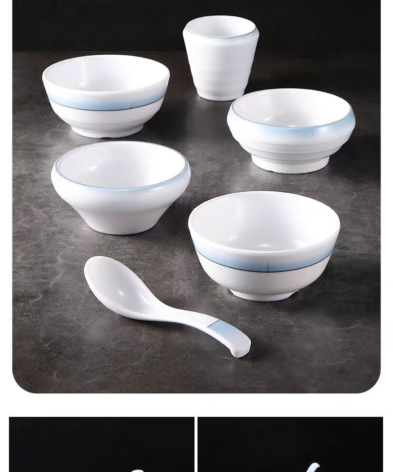 Melamine small bowls, rice bowls, soup bowls, imitation porcelain, hotel restaurants, hot pot restaurants, plastic bowls, plates, cups, spoons, seasoning bowls, commercial use pic 5