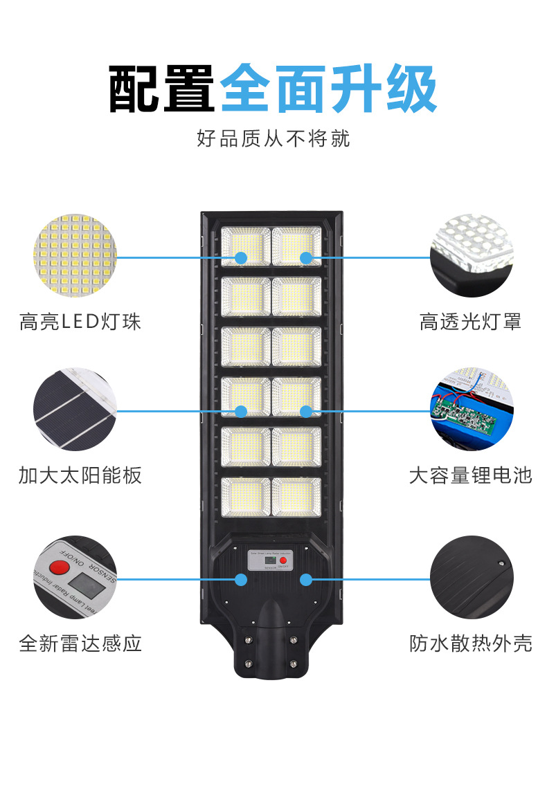 冠禾爆款太阳能灯户外灯庭院灯感应遥控款跨境热销一体化太阳能灯详情5