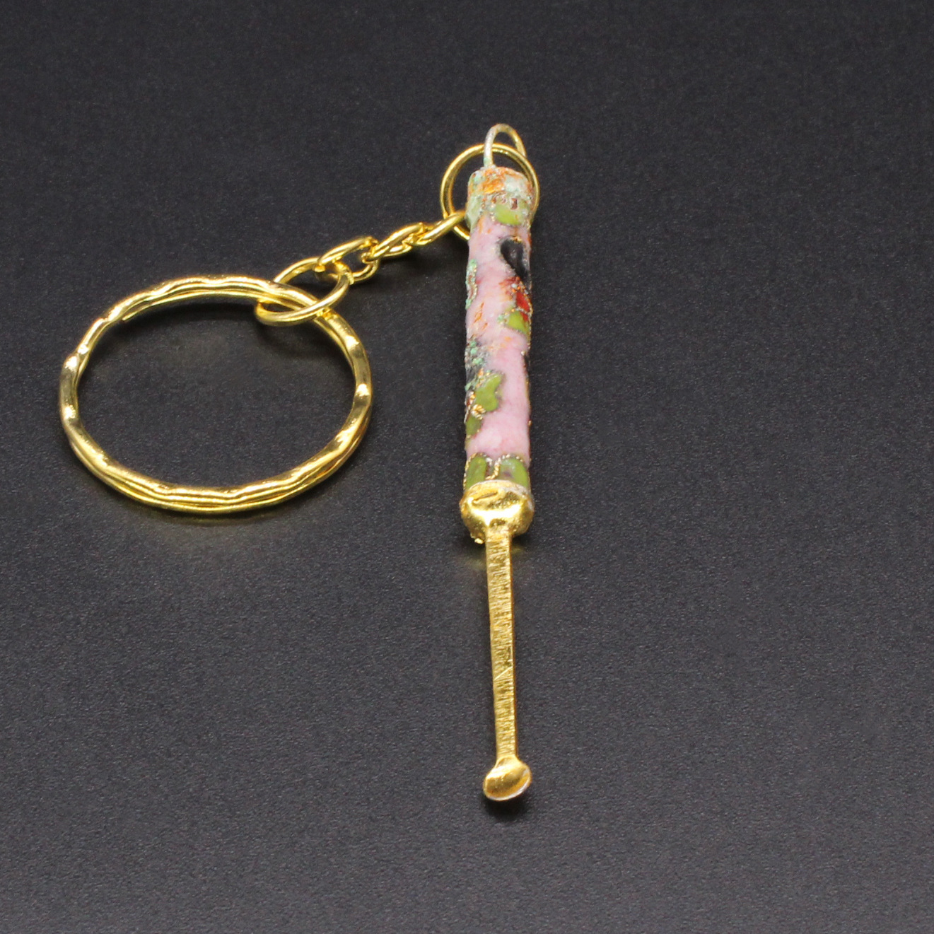 Beijing Cloisonne vintage collection, cloisonne filigree silver blue keychain, pendant ear scoop pic 12
