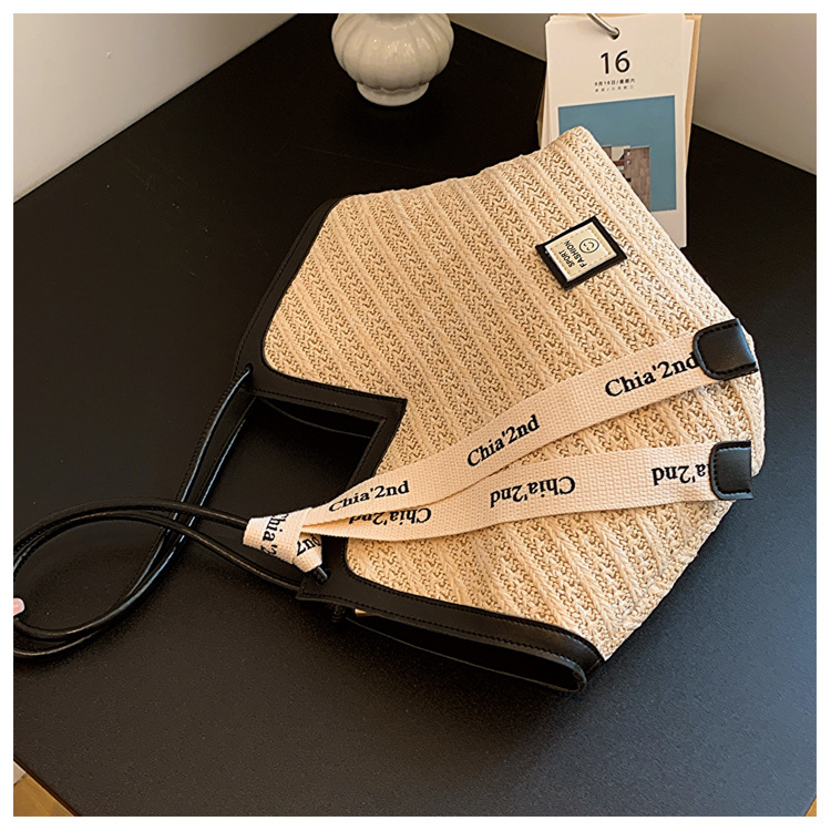 大容量托特包包女2025新款潮复古手提草编包百搭单肩编织包通勤包详情33