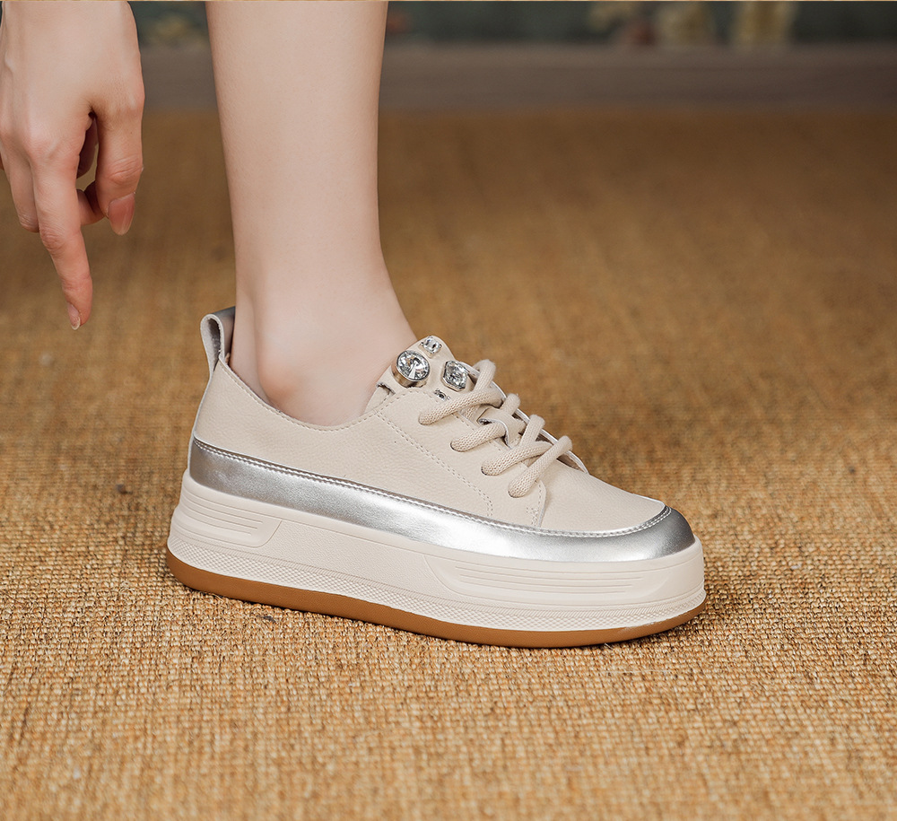 真皮休闲鞋女厚底增高2025春夏季新款复古板鞋百搭平底单鞋潮详情5