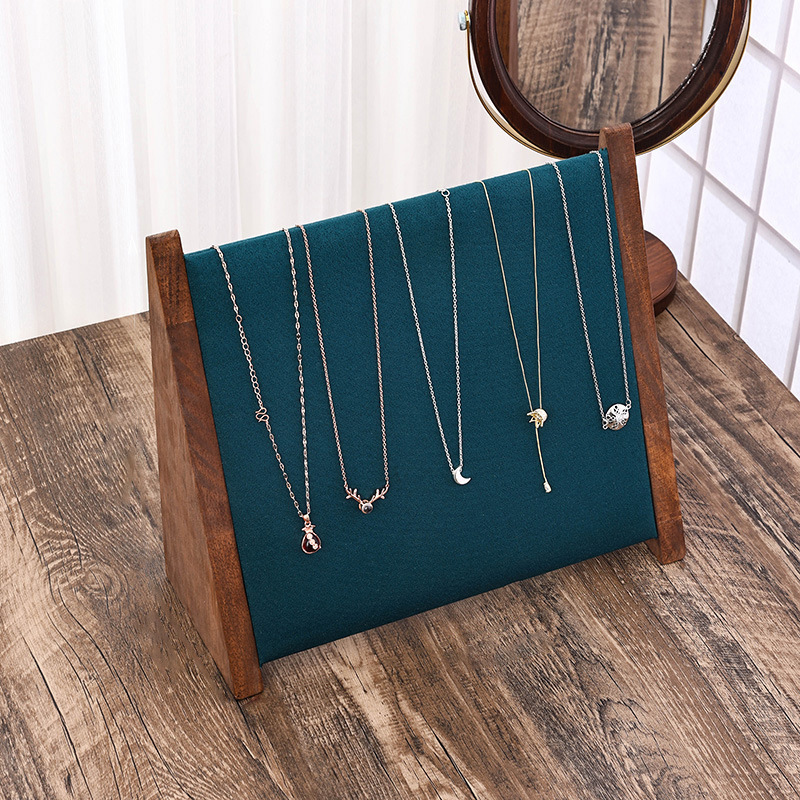 胡桃木色斜面项链展示架大容量吊坠耳环收纳珠宝饰品架现货批发详情3