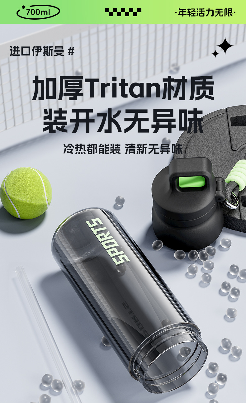 一键开盖水杯tritan一盖三饮户外大容量运动水杯健身男女骑行水壶详情8