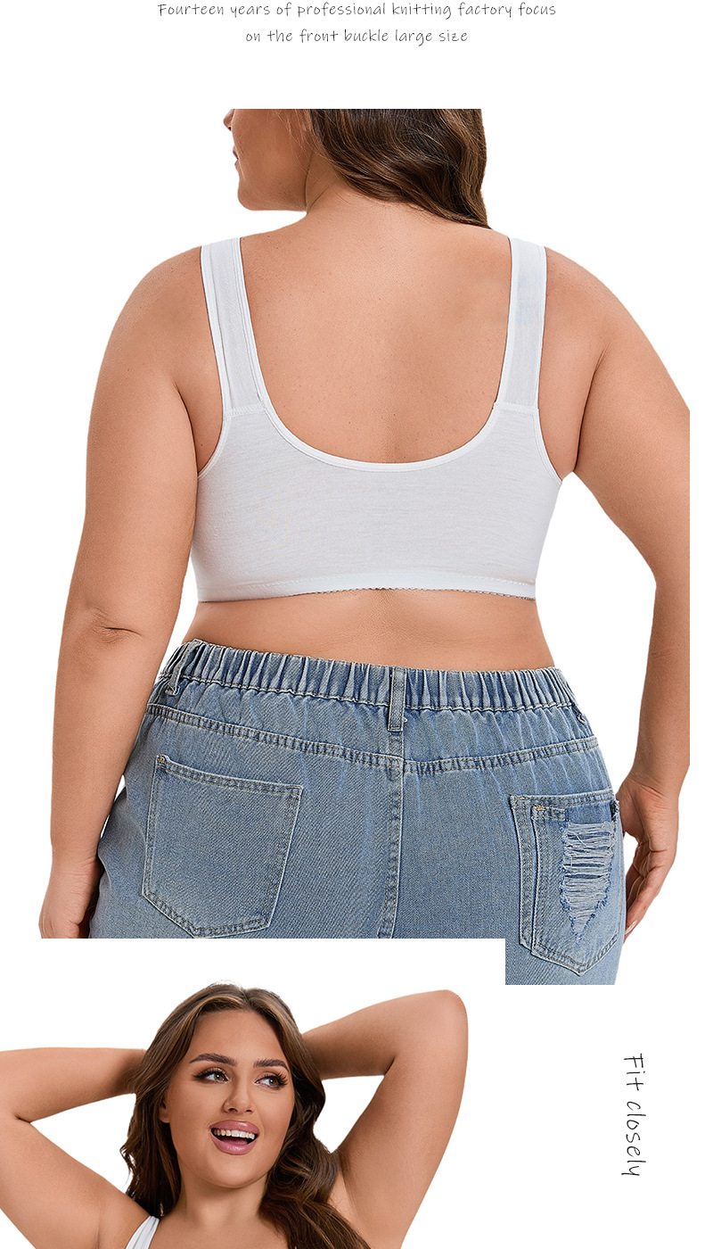 新款软棉薄杯前扣中老年内衣女士蕾丝无钢圈背心式超大码文胸详情13