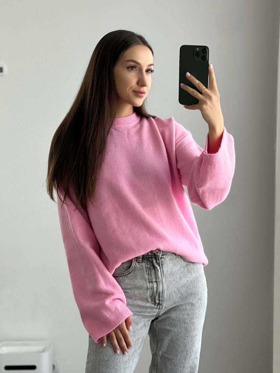 美式慵懒软糯风灰色套头毛衣女2025秋冬宽松加厚绵羊绒圆领针织衫详情25