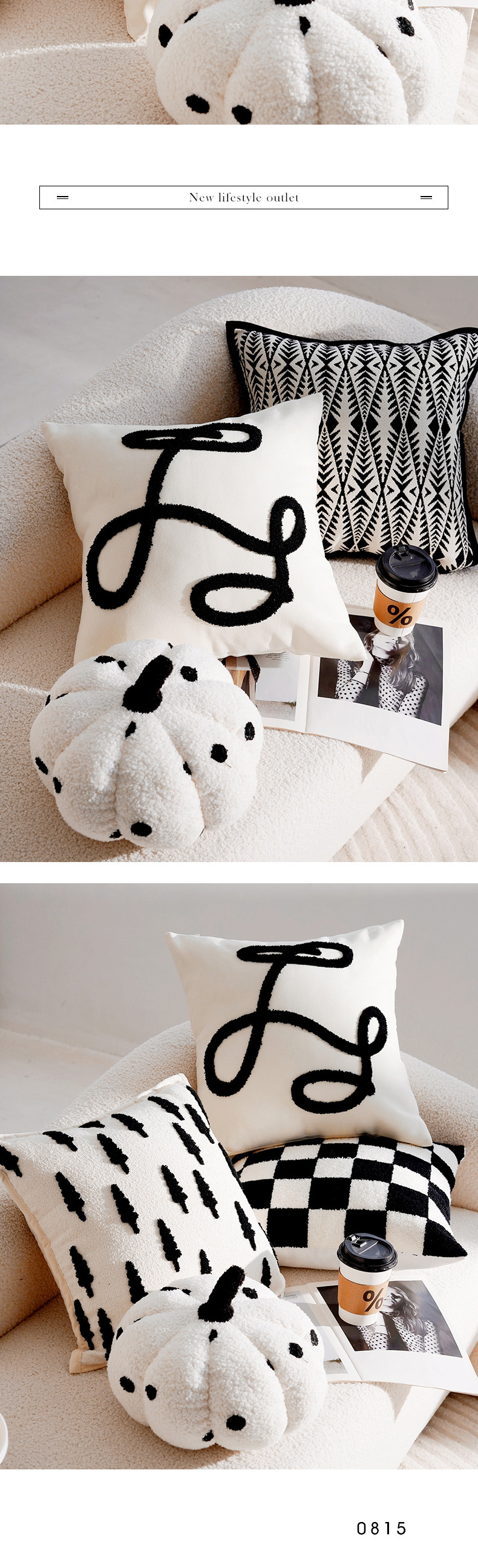 French-style forest black and white checkered, ins style high-end throw pillow sofa, pillow-like bay window cushion, pillowcase with core pic 8