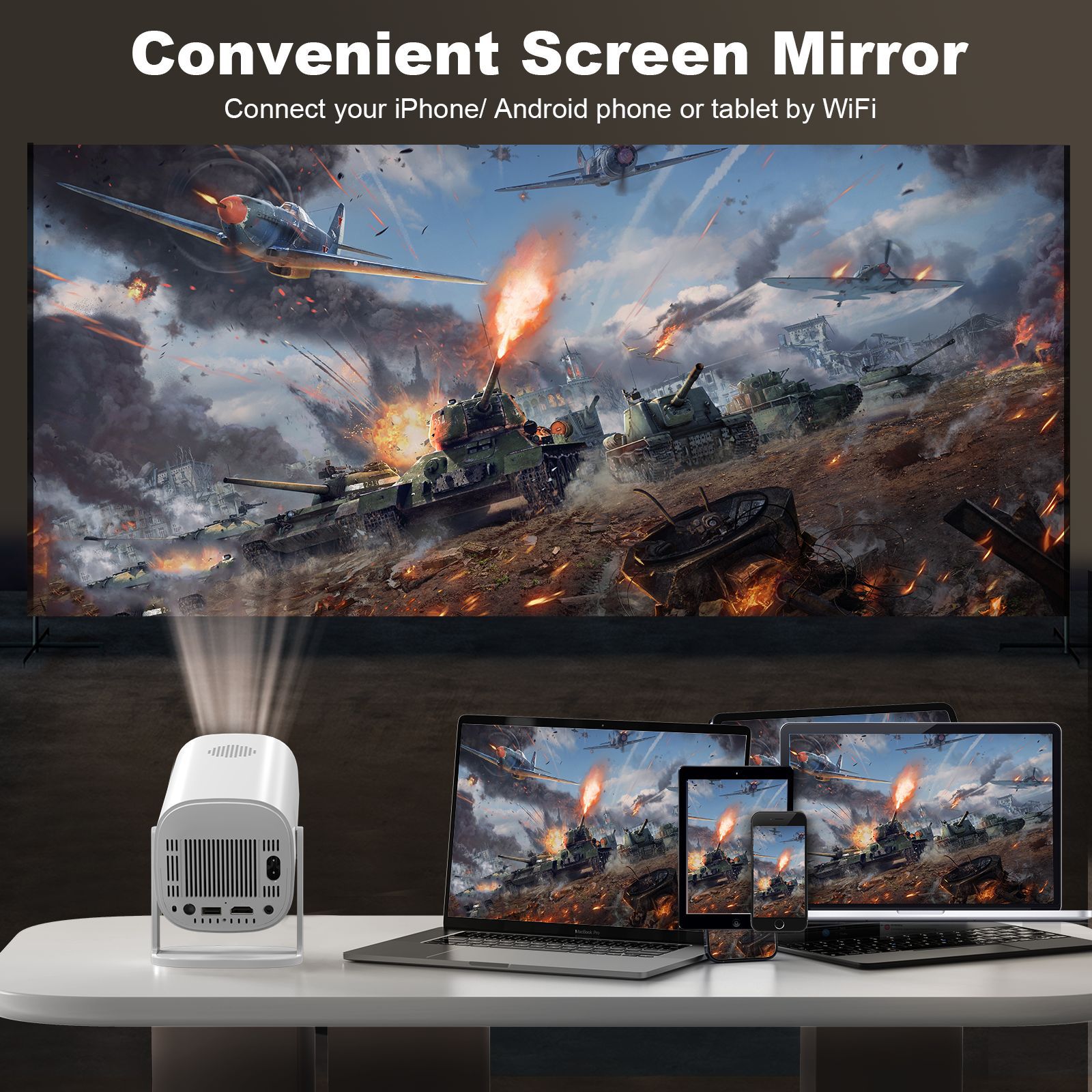 The new cross-border projector P30 mini Home 4K Dual WIFI Bluetooth portable projector pic 8
