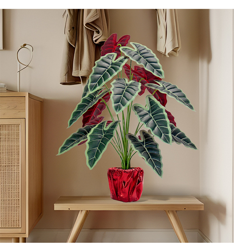 Artificial green plant 18-leaf lucky lily, plastic plant for living room, dining room, table, flowerpot decoration, outdoor garden landscaping pic 5