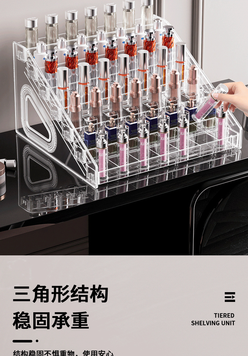 美甲收纳盒多层透明指甲油展示架居家日用口红化妆品甲油胶置物架详情4