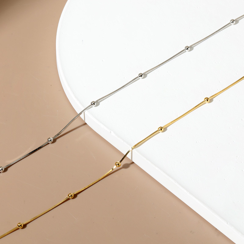 925纯银项链设计隔珠链蛇骨链百搭女高级感ins毛衣链饰品批发青岛详情9