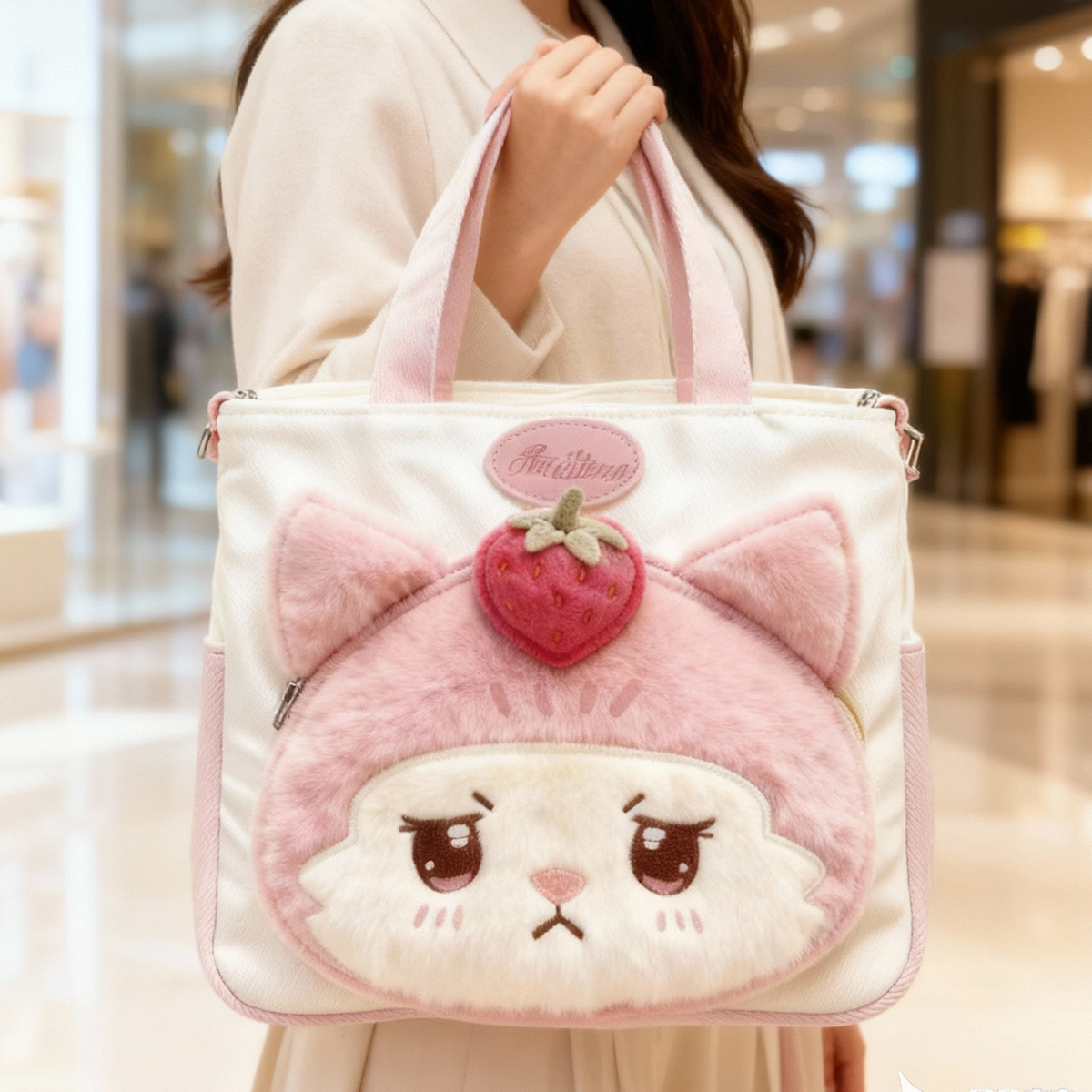 Rongli Rongli cute crossbody Bag, large capacity single-shoulder tote handbag, Mommy bag, Multi-functional makeup bag, student class tutorial bag pic 4