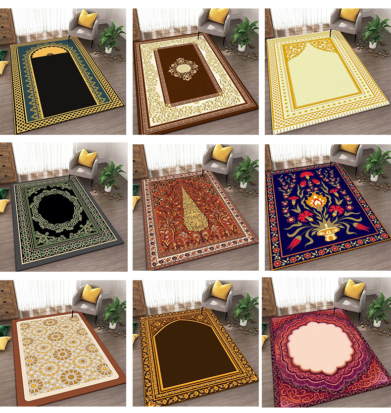Cross-border prayer carpet, pilgrimage carpet, retro travel pilgrimage carpet, soft Arab Middle East pilgrimage carpet custom-made pic 9
