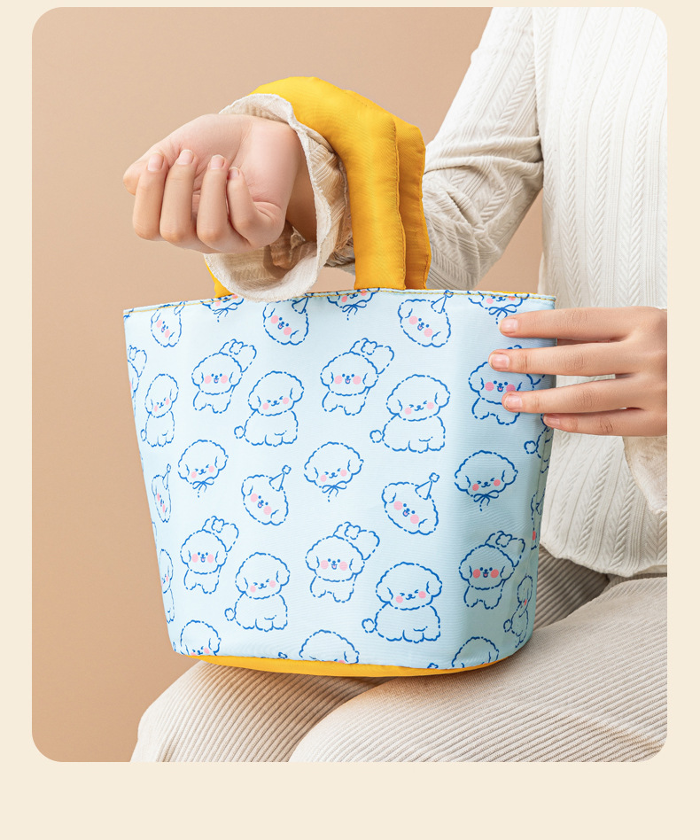 Cute and fun bento bag, printed portable insulated bag, large-capacity thickened fresh-keeping lunch box bag, adorable hand-held lunch bag pic 11