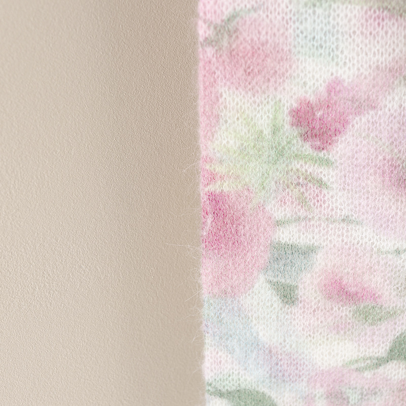 Flower Fairy Watercolor printed long-haired alpaca wool knitted sweater for spring, new wool round-neck pullover sweater for women pic 6