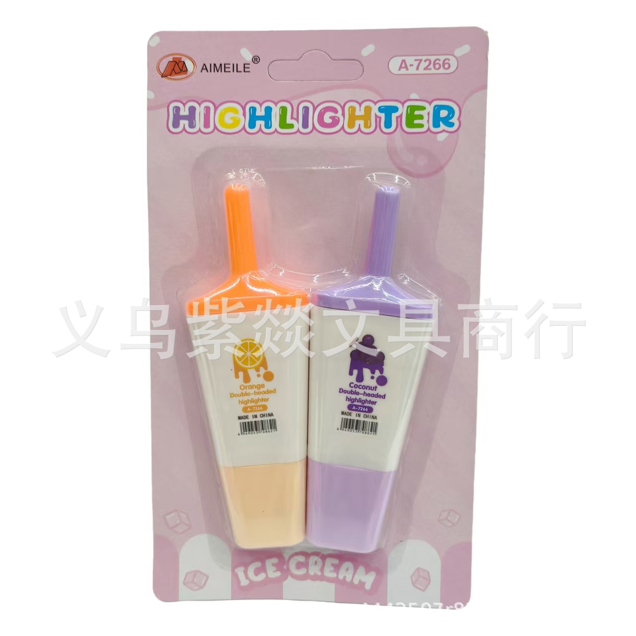 7266拼接双色棒冰荧光笔批发可拼接桌面摆件可爱创意笔记做手账笔详情9