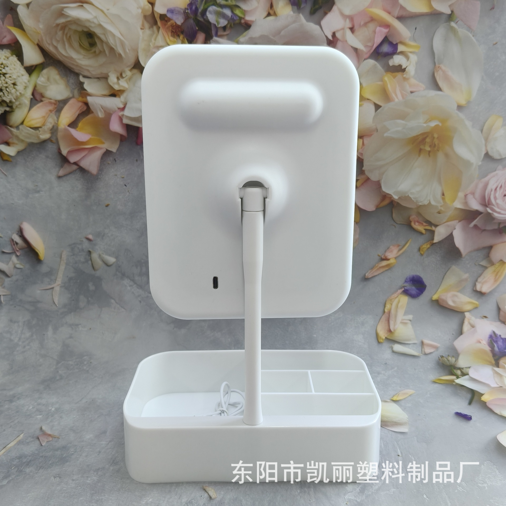 批发折叠镜便携LED随身镜塑料方形圆形塑料收纳灯镜三色灯镜子详情23