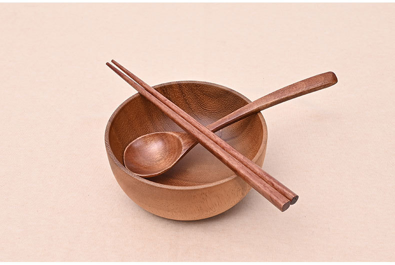 整木圆形复古风相思木碗木头日式沙拉碗实木装汤碗量大从优详情8