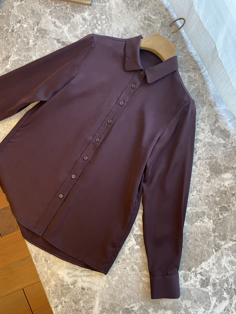 原厂里的禾！上身简直绝了，篙级哑光感天丝翻领长袖纯色气质衬衫详情22